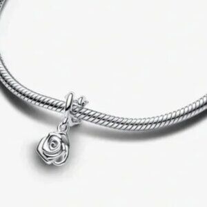 Silver Rose Charm Compatible with Pandora Bracelet